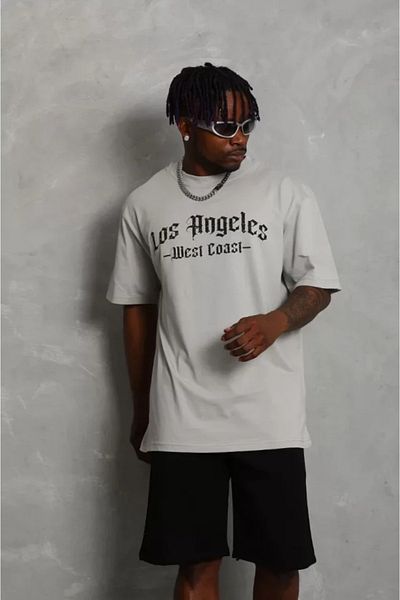 Modayakamoz Γκρι μπλουζάκι Unisex Oversize Crew Neck