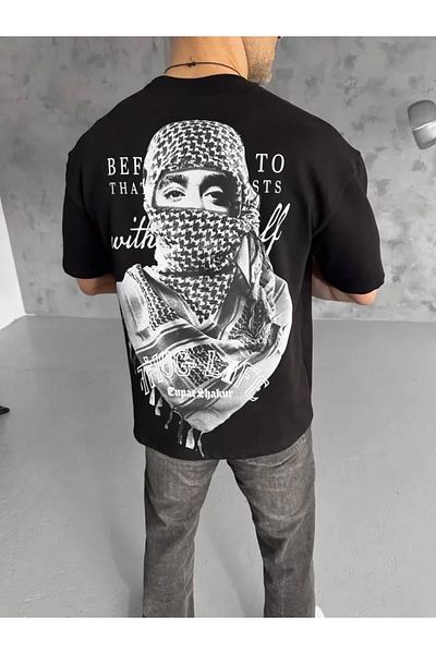 modaserdem Μαύρο μπλουζάκι Unisex με στάμπα oversize