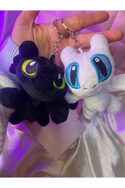 TATLIŞ 2 adet,Ejderhanı nasıl eğitirsin karakterli gecenin öfkesi /dişsiz ejderha peluş anahtarlık