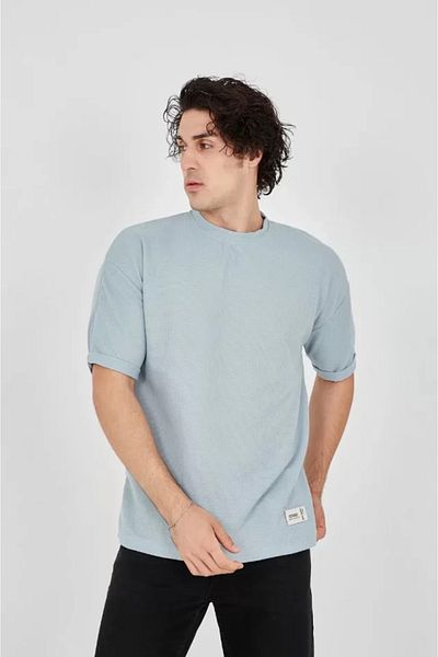 modaserdem Μπλουζάκι με άνετο μανίκι από ύφασμα Ice Blue Unisex