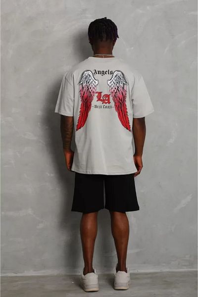 Modayakamoz Γκρι μπλουζάκι Unisex Oversize Crew Neck