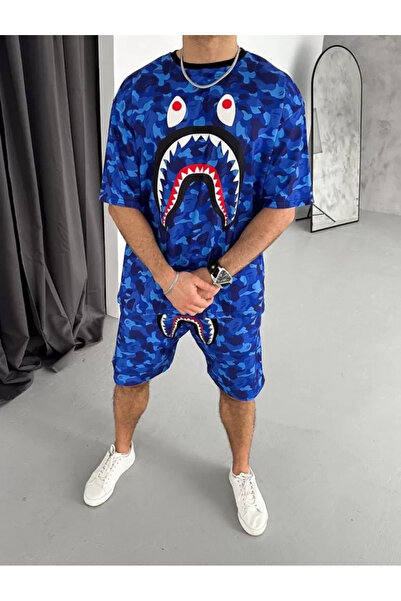 JANES Σετ σορτς μπλε Unisex ψηφιακής εκτύπωσης