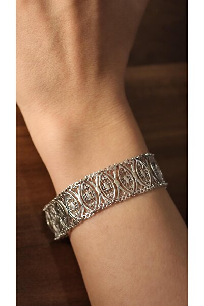 Nusret Takı 925 Ayar Gümüş Kalın Bileklik