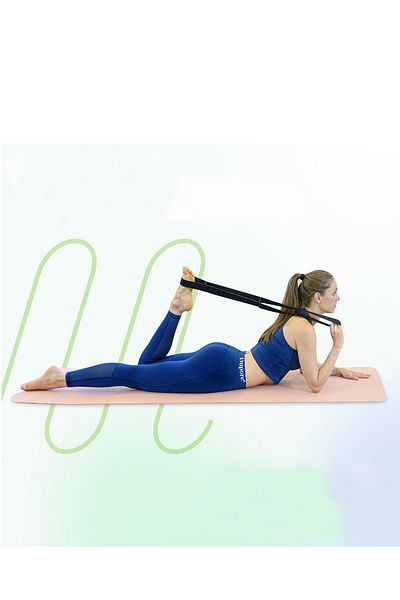 KAŞIKBEY Yoga Leg Body Stretching Belt with 4 Loops Posture Corrector Humpback Relief Fitness Band