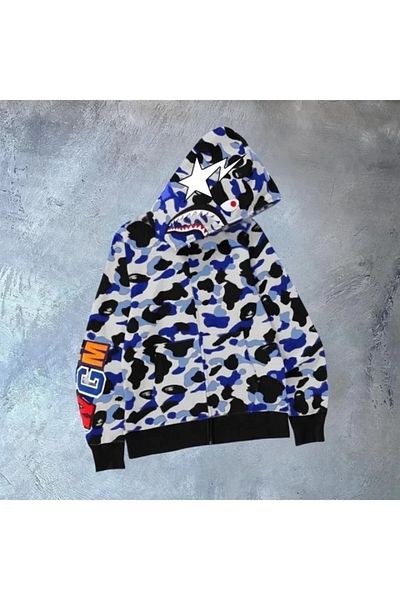 leyla sanat sanata yeni bir bakış açısı Leyla Art a New Perspective on Art Men's 2 Thread Bape Hoodie Zip up Cardigan - Grey