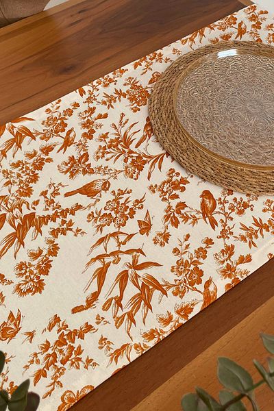 KAMİZ 100% Cotton Runner |   Vintage μοτίβο πουλιών 40x150
