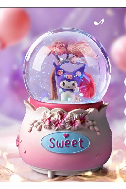 mr shopping MR Kuromi Işıklı Müzikli Püskürtmeli Büyük Boy Kar Küresi Özel Ta...