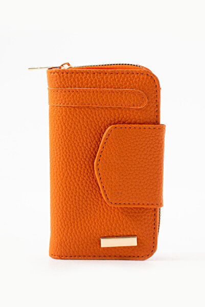 UK BAGS Çok al az öde Turuncu Suni Deri Fermuarlı Bozuk para va kağıt para bölmeli kartlık ve cüzdan