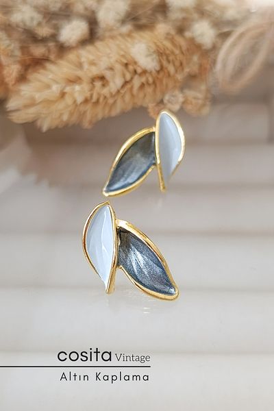 COSİTA Vintage Blue Leaf Earrings