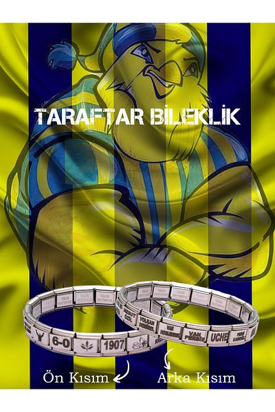 nokt Yellow Navy Blue Canary Fan Steel Italian Charm Bracelet