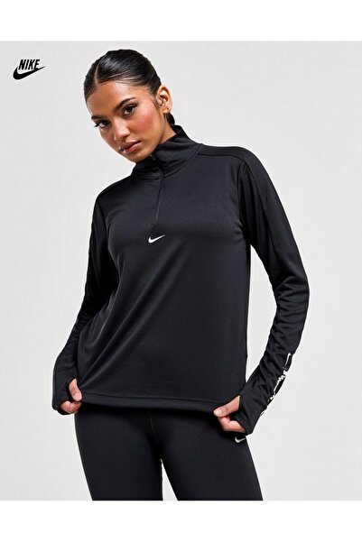 Nike Pacer Dri-Fit 1/4-Zip Running Long-Sleeve Siyah Kadın Koşu Üst