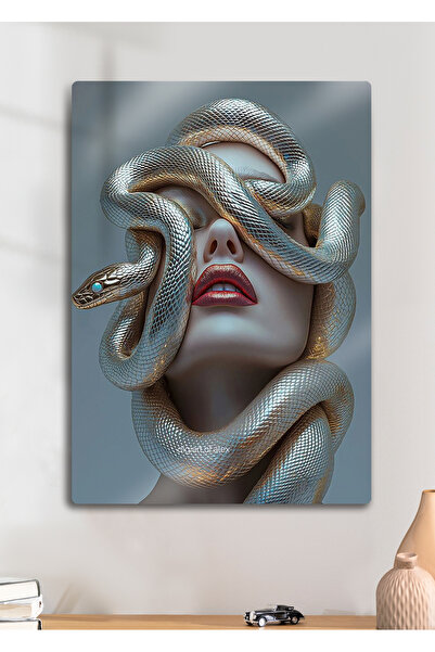 DekorHane Γυναικείο μοτίβο φιδιού - Διακοσμητικός πίνακας τοίχου με μεταλλική...