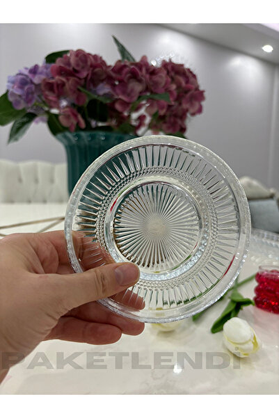 PAKETLENDİ El Yapımı Elena 6 Adet Cam Çay Tabağı (ELYSİA ÇAY BARDAĞI UYUMLU.)