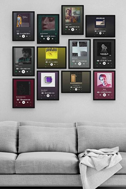 Pi Dekorasyon Slow Spotify 12 Parça Ahşap Mdf Tablo Zlltb160