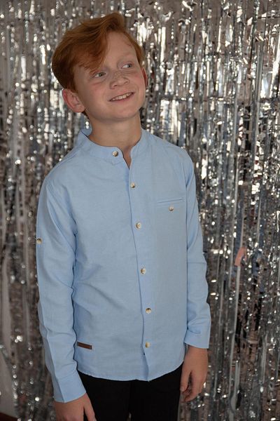 Breeze Girls & Boys Boy's Shirt with Embroidered Buttons 8-12 Years, Light Blue