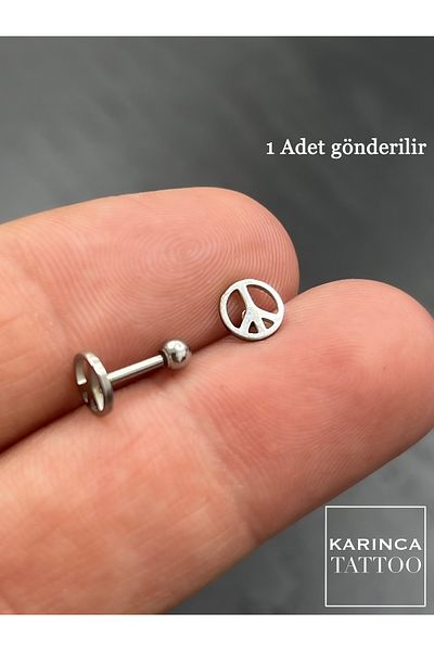 Karınca Piercing Peace Peace Sign Hippie Fashion Ear Forward Helix Flat Conch Lip Nose Daith Tragus Piercing
