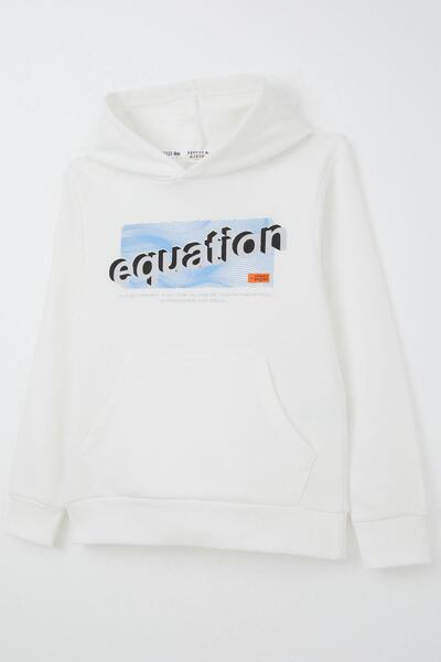 Breeze Світшот для хлопчиків з принтом, капюшоном і кишенями-кенгуру, 8-14 років, білий