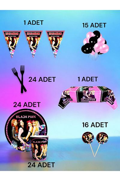 VibeHome Blackpink Themed L Pack for 24 - Birthday Party and Fun Events