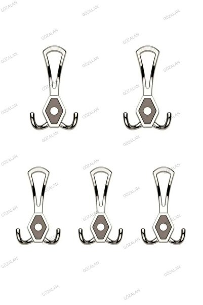 fds (5 ADET) Mali Portmanto Askılık (KROM GRİ) Vestiyer Havlu Kapı Elbise Ask...
