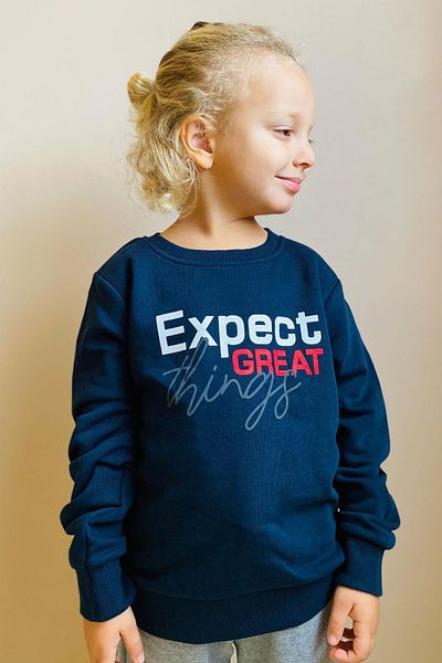 Breeze Суитшърт с надпис за момче, 4-8 години, тъмносин