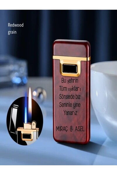 HK GİFT SHOP Kişiye Özel Isimli Tuşlu Çift Alevli Ayarlanabilir Çakmak & Özel...