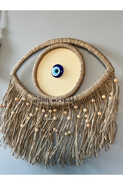 renkli mi renkli tasarım dünyası bohem tarz nazar boncuklu jüt bahçe teras balkon duvar kapı süsü