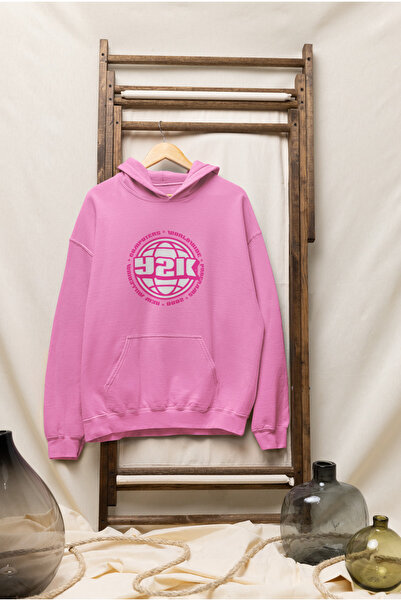 SVART WEAR Hanorac roz premium pentru femei Word Pink cu imprimeu supradimens...