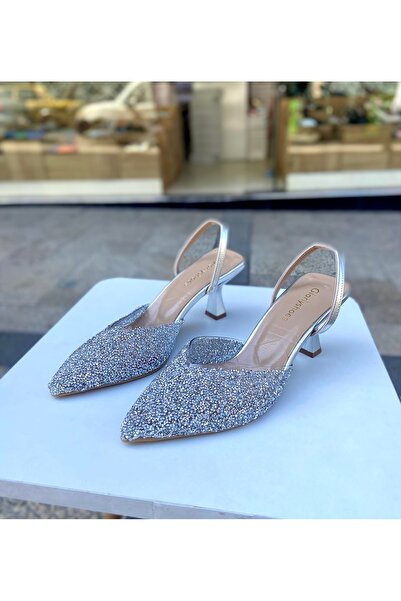 Gloriys Ayakkabı & Çanta Boty na podpatku 6 cm Silver Glass Stone - 01210
