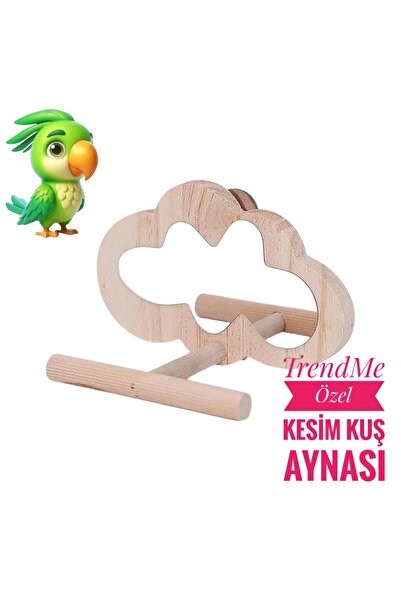 UniqBirdToys Ahşap Bulut Şekilli El Yapımı Tünekli Kuş Aynası
