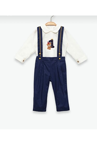 Bebezade Erkek bebek-çocuk doğum günü sayı işlemeli özel tasarım gold detaylı...