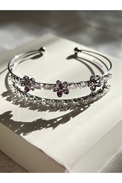 Lavienta الفضة الأزرق والأرجواني والأبيض الزركون حجر قابل للتعديل سوار VIP