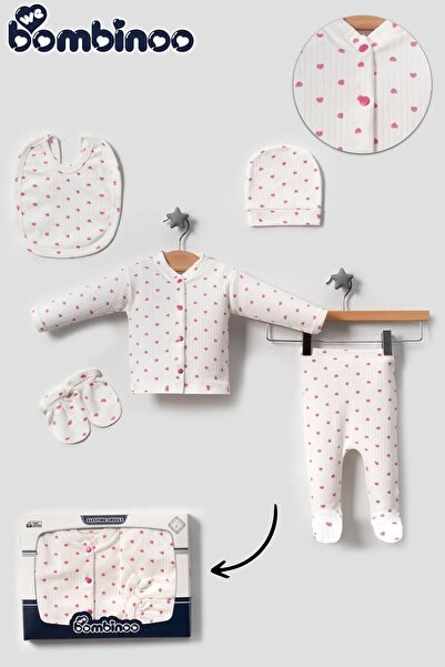 bscmod 5 Piece Newborn Bodysuit Set Hospital Release Ribbed Ecru Fabric with ...