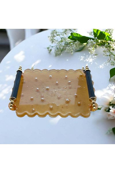 Home Epoxy Resin Jewelry Tray - Pearls - Width: 19 cm Length: 15 cm