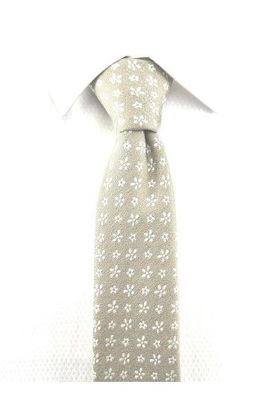 PİERRONİ Beige and White Patterned Handkerchief Tie