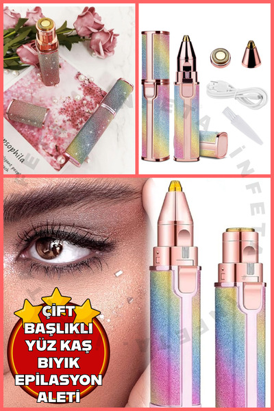 İnfeta Çift Başlıklı Yüz Kaş Bıyık Tüy Alma Epilasyon Aleti | Şarj Edilebilir...