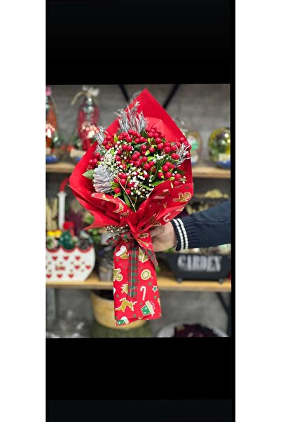 Sosyete shop yapay kokina yılbaşı buketi kırmızı renk
