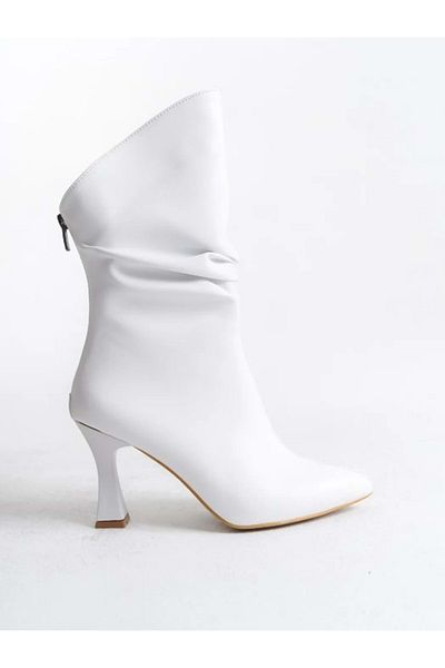 KCMN White Women's Boots - Back Zip and Drawstring