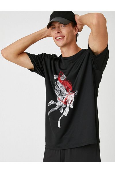 Koton Basketball Printed T-Shirt Crew Neck