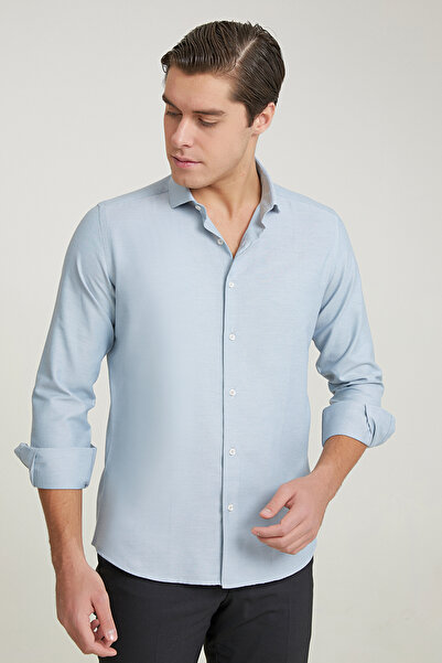 Twn Slim Fit Yeşil Armürlü Gömlek