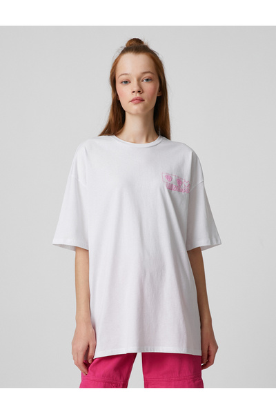 Koton Anime potištěné oversize tričko s krátkým rukávem