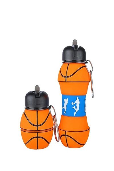 keyfisepet en keyifli sepet Basketball Themed Collapsible Silicone Water Bottle - Practical Solution for Sports and Daily Use