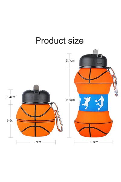 keyfisepet en keyifli sepet Basketball Themed Collapsible Silicone Water Bottle - Practical Solution for Sports and Daily Use