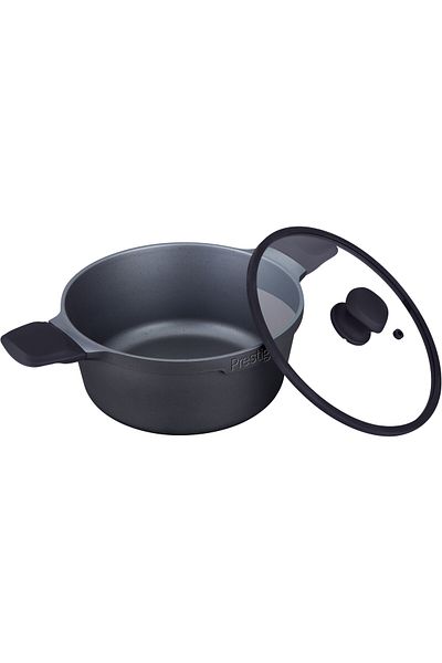 Prestige Essential Cast Aluminum black 28 cm Casserole With Glass Lid