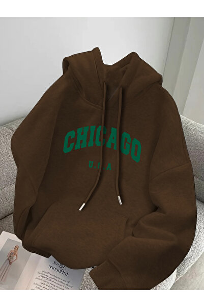 Lider Leather سويت شيرت بقلنسوة مطبوع – مزيج من القطن والبوليستر مريح