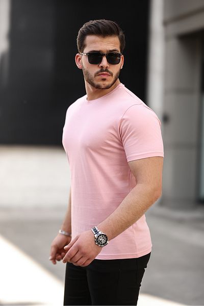 comstar Ανδρικό μπλουζάκι Basic Crew Neck με κοντό μανίκι στενό σε πούδρα