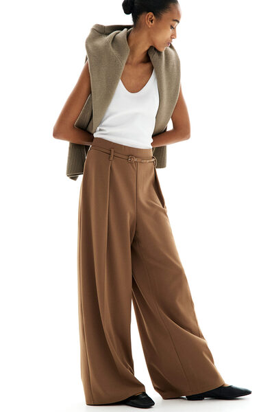 H&M Kemerli Geniş Pantolon