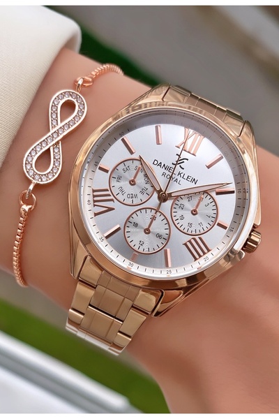 Daniel Klein Rose Gold Renk Su Geçirmez 2 Yıl Garantili Kadın Kol Saati - Bileklik Hediyeli