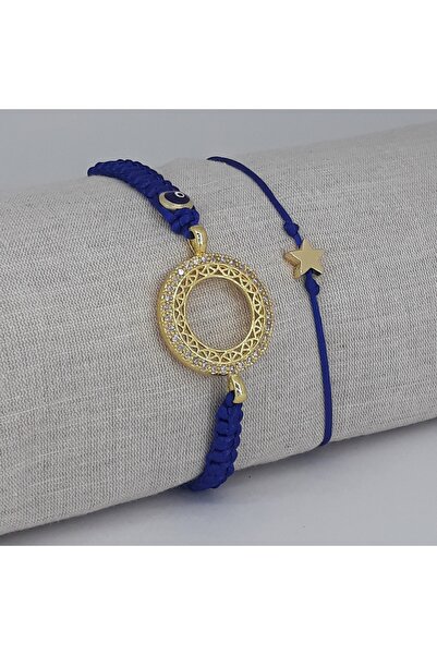 PİNA HEDİYELİK AKSESUAR Makrome Bileklik Çeyrek Altın Uyumlu Zirkon Taşlı Naz...