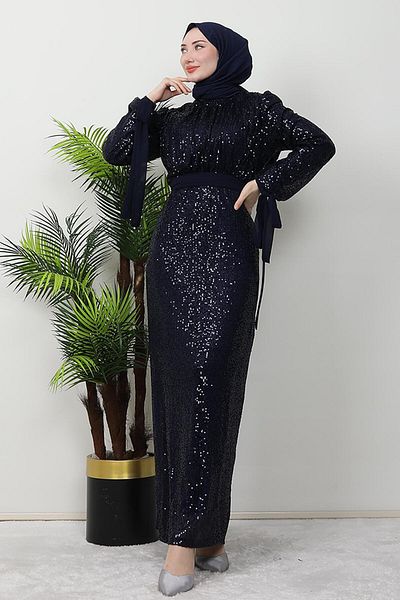 GİZ AGİYİM Βραδινό φόρεμα Navy Blue Efsun Sequin