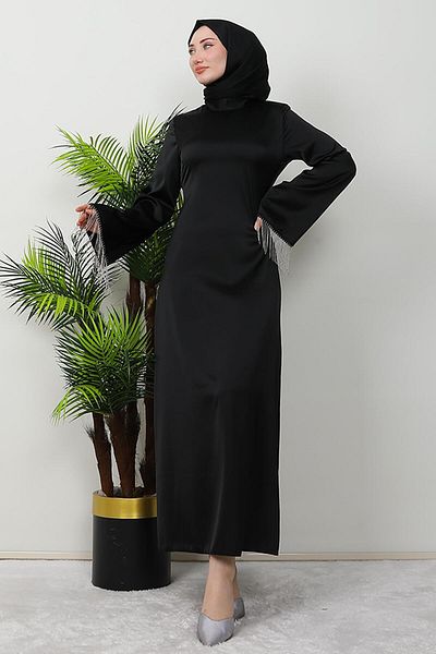 GİZ AGİYİM Black Chain Sleeve Dress